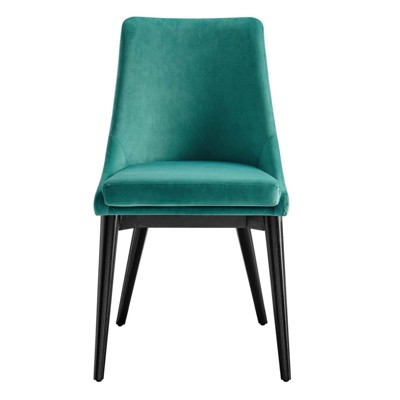 Teal Velvet Upholstered Dining Chair with Metal Legs