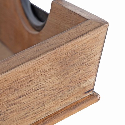 Rustic Brown 17'' Solid Rubberwood Decorative Tray with Metal Ring Holders