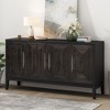 Multi-Functional 4-Door Sideboard Cabinet with Brushed Metal Doors and Fir Wood Veneer, Detailed with Elegant Handles, Ideal for Diverse Rooms. - 2 of 4