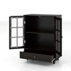 ORRD Minimalist Black Buffet Cabinet - Double Glass Doors, Drawer & Wooden Sideboard for Living/Dining/Hallway - 4 of 4