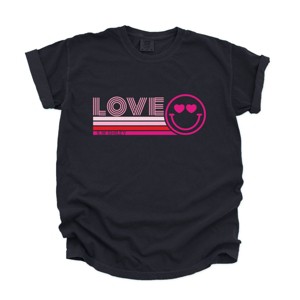 S.W.Smiley Love Retro Heart Eyes - Women's Garment Dyed Graphic T-Shirt - 1 of 4