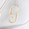 Linum Home Textiles Hotel 100% Turkish Cotton Waffle Terry Personalized White Bathrobe with Gold Satin Piped Trim in Gold Script Font - 2 of 2