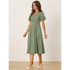 Allegra K Women's Plaid Summer Pleated Back Button Decor Puff Sleeve Maxi Dress - 4 of 4