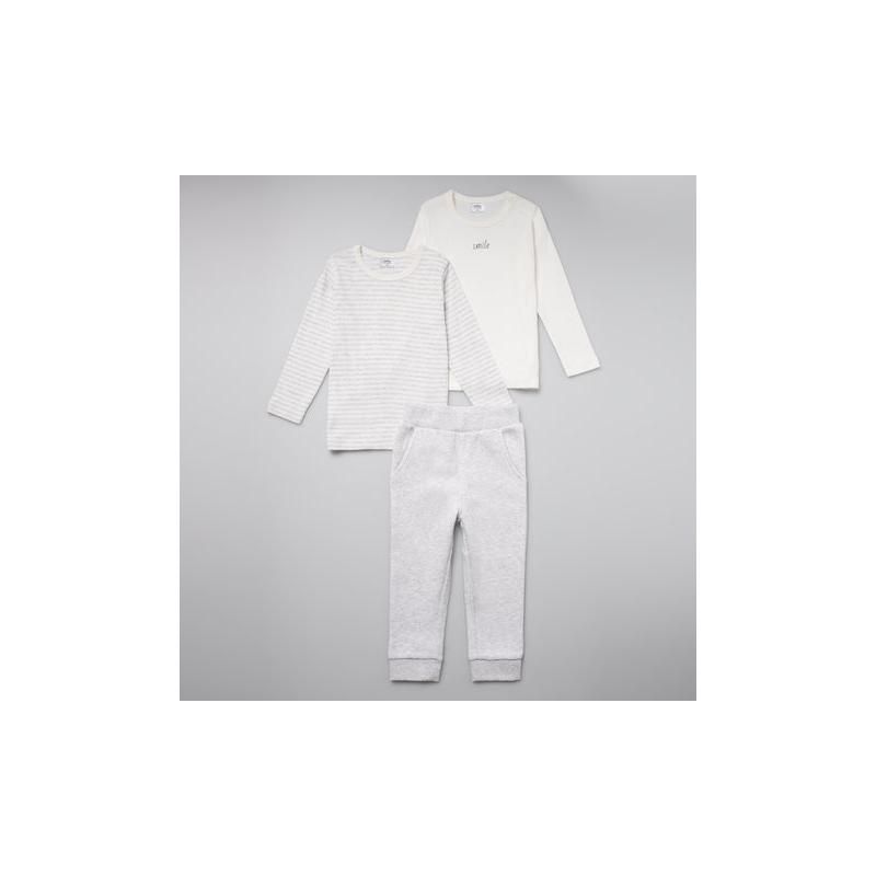 Stellou & Friends Cotton Gray & White 3 Piece Clothing Set for Newborns, Babies and Toddlers, 1 of 5