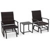 Tangkula 3 PCS Patio Gliding Set Wicker Swing Glider Furniture Set w/ Tempered Glass Coffee Table - 3 of 4