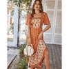 Coolmee Women's Summer Boho Floral Print Dress Vintage Square Neck Ruffle Swing Flowy Beach Long Maxi Dress - 4 of 4