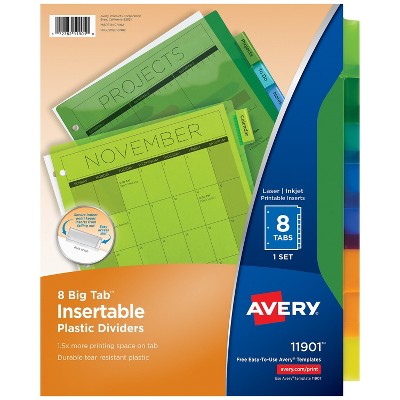 Avery Big Tab Insertable Plastic Dividers 8-Tab Assorted Colors (11901) 491831