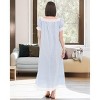 ADR Women's Cotton Nightgown Amelia Short Sleeve Lace Trim Button Up Long Vintage Night Dress Gown - 3 of 4