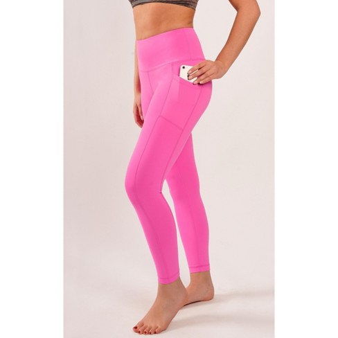 90 Degree By Reflex Womens High Waist Tummy Control Interlink Squat Proof  Ankle Length Leggings - Nuclear Pink - X Small