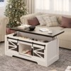 Farmhouse Coffee Table, Lift Top Coffee Table with Storage & Sliding Groove Barn Door,Rustic Coffee Tables,black - 2 of 4