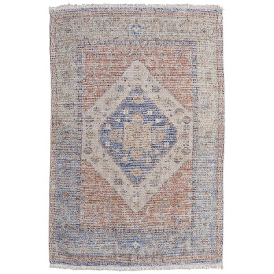 Caldwell Transitional Distressed Ivory/Blue/Red Area Rug