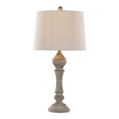Winston 32" Reclaimed Gray Polyresin Table Lamps with Linen Shades, Set of 2