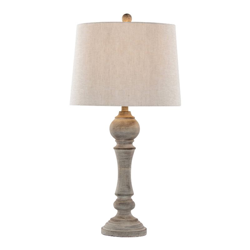 LumiSource (Set of 2) Winston 32&#34; Farmhouse Poly Table Lamps Reclaimed Gray Polyresin with Oat Linen Shade from Grandview Gallery, 3 of 8