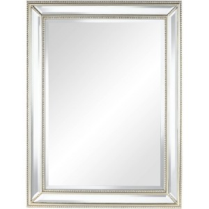 Uttermost Palais Rectangular Vanity Accent Wall Mirror Modern Beaded Beveled Silver Frame 30" Wide for Bathroom Bedroom Living Room Home Office House - 1 of 4