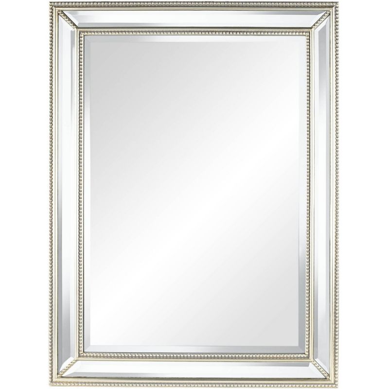 Uttermost Palais Rectangular Vanity Accent Wall Mirror Modern Beaded Beveled Silver Frame 30" Wide for Bathroom Bedroom Living Room Home Office House, 1 of 10