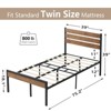 Whizmax Three Size Platform Bed Frame with Rustic Vintage Wood Headboard, Mattress Foundation Metal Slats Support, No Box Spring Needed, Brown - 2 of 4