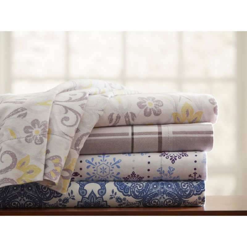 Pointehaven Super Heavy Weight 200 GSM 100% Soft Cotton Printed or Solid Flannel Deep Pocket Sheet Set, 3 of 5