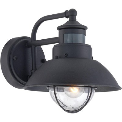 Black Steel Outdoor Barn Light with Clear Glass Shade