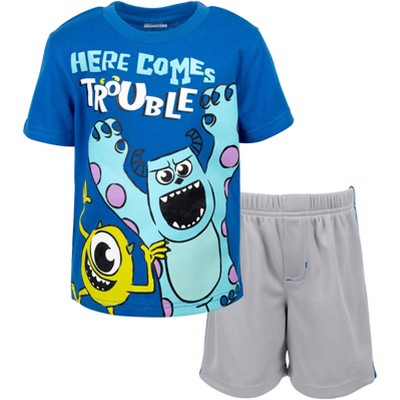 Image of Disney Pixar Monsters Inc. Sully Mike Little Boys T-Shirt Mesh Shorts Blue/Grey 6