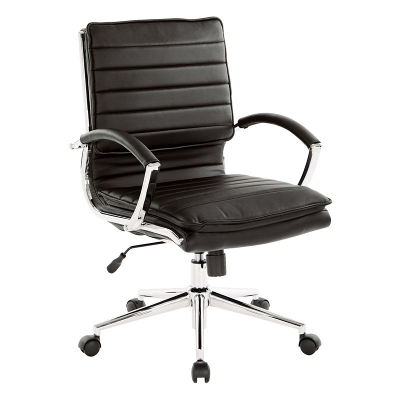 Mid Back Manager's Faux Leather Chair with Chrome Base - OSP Designs, 4 of 10