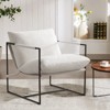 Furniliving Sling Accent Chair with Metal Frame, Comfortable Boucle Fabric Upholstered for Living Room/Bedroom/Home Office - 3 of 4