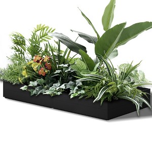 Naysaye Planters Durable Stylish Modern Double Layer Raised Garden Bed Modular System for Garden Patio Outdoor Gardening, Black, 4"*8"*2" - 1 of 4