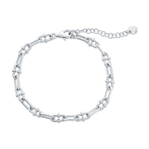 Bella Silver Sterling Silver, Paperclip Design Bracelet - Silver - 7+1.5 Inch - 1 of 3