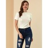 Allegra K Women's Party Metallic Short Sleeve Textured Shiny T-shirts - 2 of 4