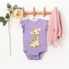 The Juniper Shop Watercolor Giraffe Flutter Sleeve Bodysuit - 18M - Lavender - 3 of 4