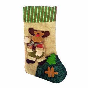 FIONECA 14 x 9" Xmas Stocking Sack Santa Christmas Gift Bag Hanging Gift Stocking Reindeer - 1 of 1