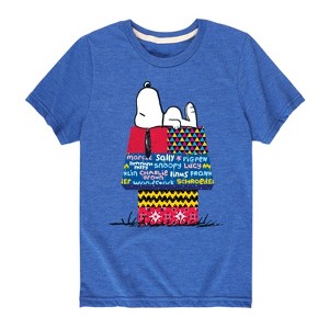 Boys' - Peanuts - Snoopy Patchwork Doghouse Short Sleeve Graphic T-Shirt - 1 of 4
