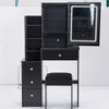 Vynxaria 29.2" Small Bedside Vanity Table with Cushioned Stool & Adjustable - 4 of 4