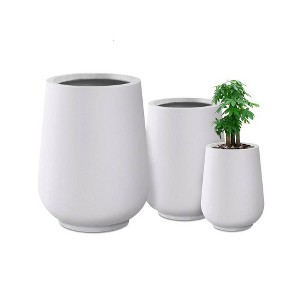 Rosemead Home & Garden 3pc Concrete Outdoor Planter Pots Chalk White - 1 of 4