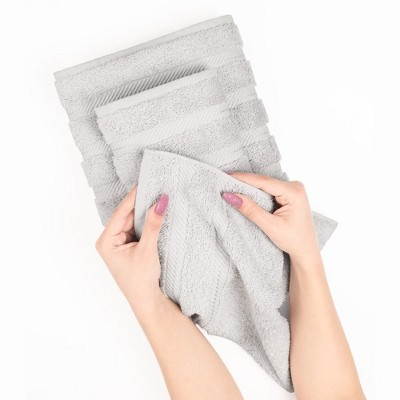 Luxury Silver Gray Turkish Cotton 4-Piece Hand Towel Set