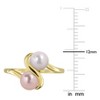 EVERLY JEWELRY |10k Yellow Gold 5.5 - 6 MM White Pink Freshwater Cultured Pearl Bypass Ring - 4 of 4