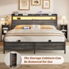 Aheaplus Queen Bookcase Bed with Storage Slide Bedside Shelf and Charging Station & LED Light - 4 of 4