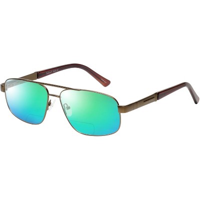 Enhance BIG&TALL EN4106 Mens Polarized Bi-Focal Sunglasses 41 Options Brown 60mm Blue Mirror +1.00