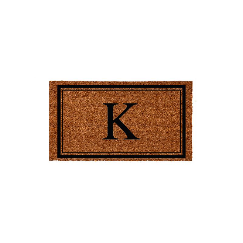 Evergreen Monogram Indoor Outdoor 100% Natural Coir Doormat 28" x 16" |  Letter  "K", 1 of 4