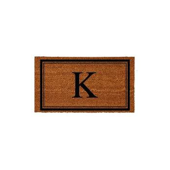 Evergreen Monogram Indoor Outdoor 100% Natural Coir Doormat 28" x 16" |  Letter  "K"
