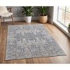 Gray and Silver Abstract Hand Woven Worn Faded Area Rug - 2 of 4
