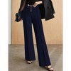 Women's Suit Pants High Waist Straight Leg Trousers with Metal Belt Business Casual Office Work - 2 of 4