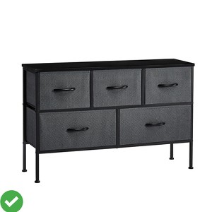 Tv Stand 5 Drawe Modern Organizer Unit for Bedroom Wood Top Sturdy Metal Frame Fabric Dresser Closets - 1 of 4