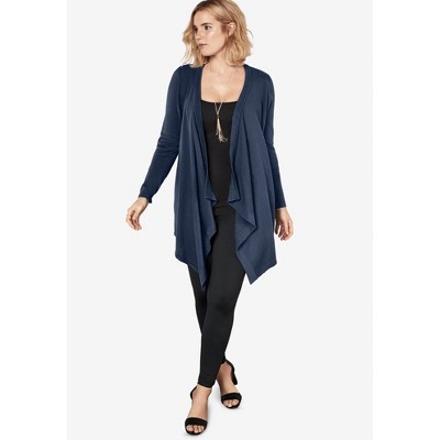 Roaman's Plus Size Lightweight Handkerchief Hem Cardigan Sweater