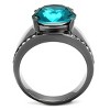 Slickblue Women's Engagement Ring, Light Black, Cushion Blue Zircon Center, Clear Side Stones, IP Gun Finish, 5–10 - 3 of 4