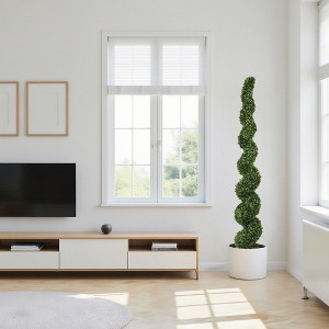 Zeus & Ruta 7FT Artificial Spiral Topiary Trees with Twisted Green Design for Garden, Porch, Patio Decor, 1pcs/Set - 1 of 4