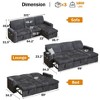 Vipbear 101" Sectional Sleeper Sofa Bed with Pull Out Bed, Reclining Backrest/Reversible Storage Chaise/USB Ports/Cup Holders, Plush Corduroy - 2 of 4