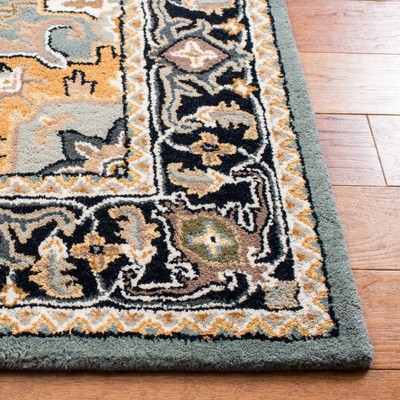 Heritage Grey and Green Hand-Tufted Wool Runner Rug