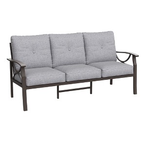Heynemo Metal Outdoor Couch, All-Weather Metal Patio 3-seat Sofa with Soft Thick Cushions, Patio Sofa Couch for Porch Backyard Garden - 1 of 4