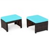 Tangkula 2 PCS Outdoor Wicker Ottoman Patio Rattan Furniture Metal Footrest Seat Square Footstool with Cushion - 4 of 4