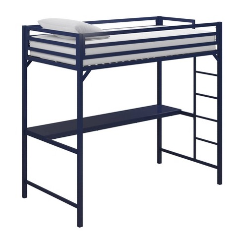 Twin Max Metal Loft Bed With Desk Blue Room Joy